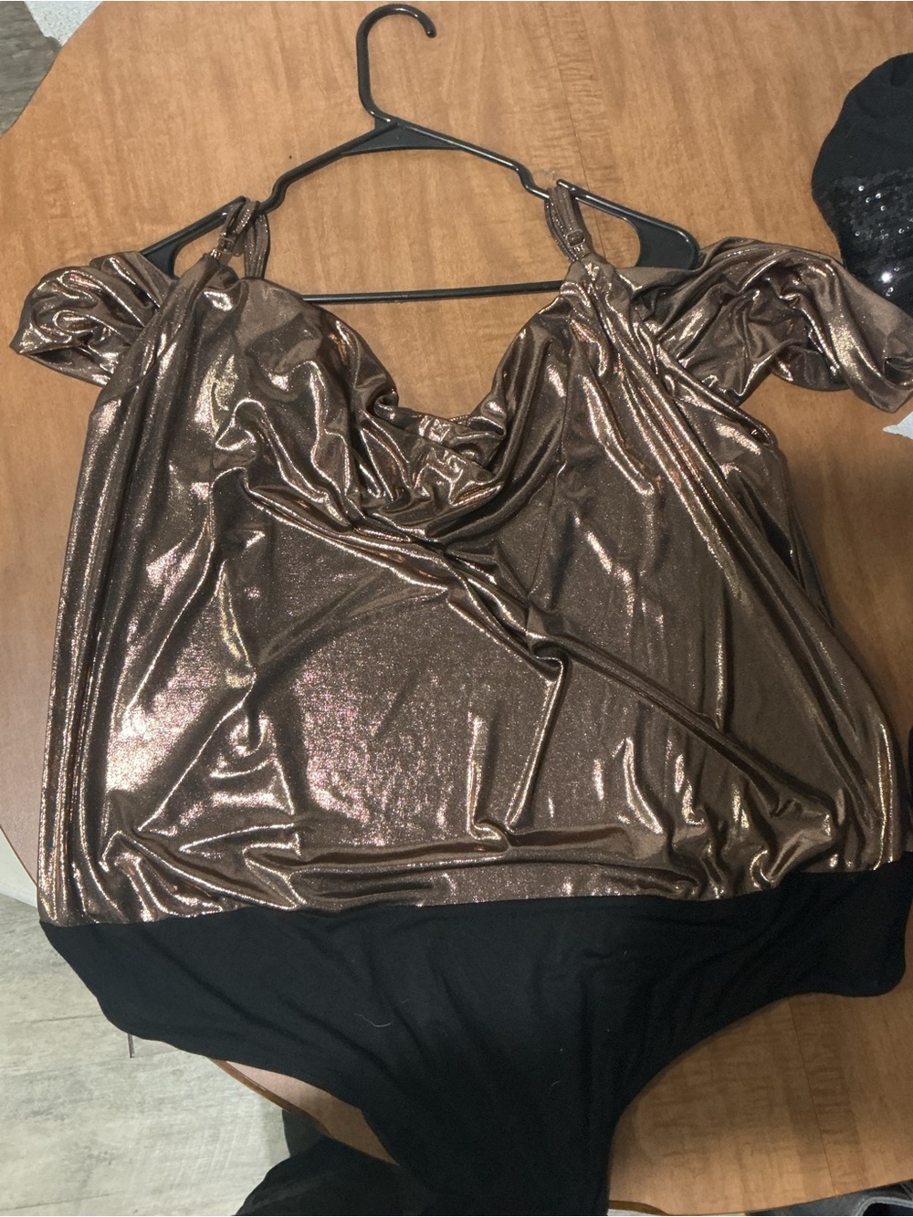 torrid Bronze Shimmery Cold-Shoulder Bodysuit